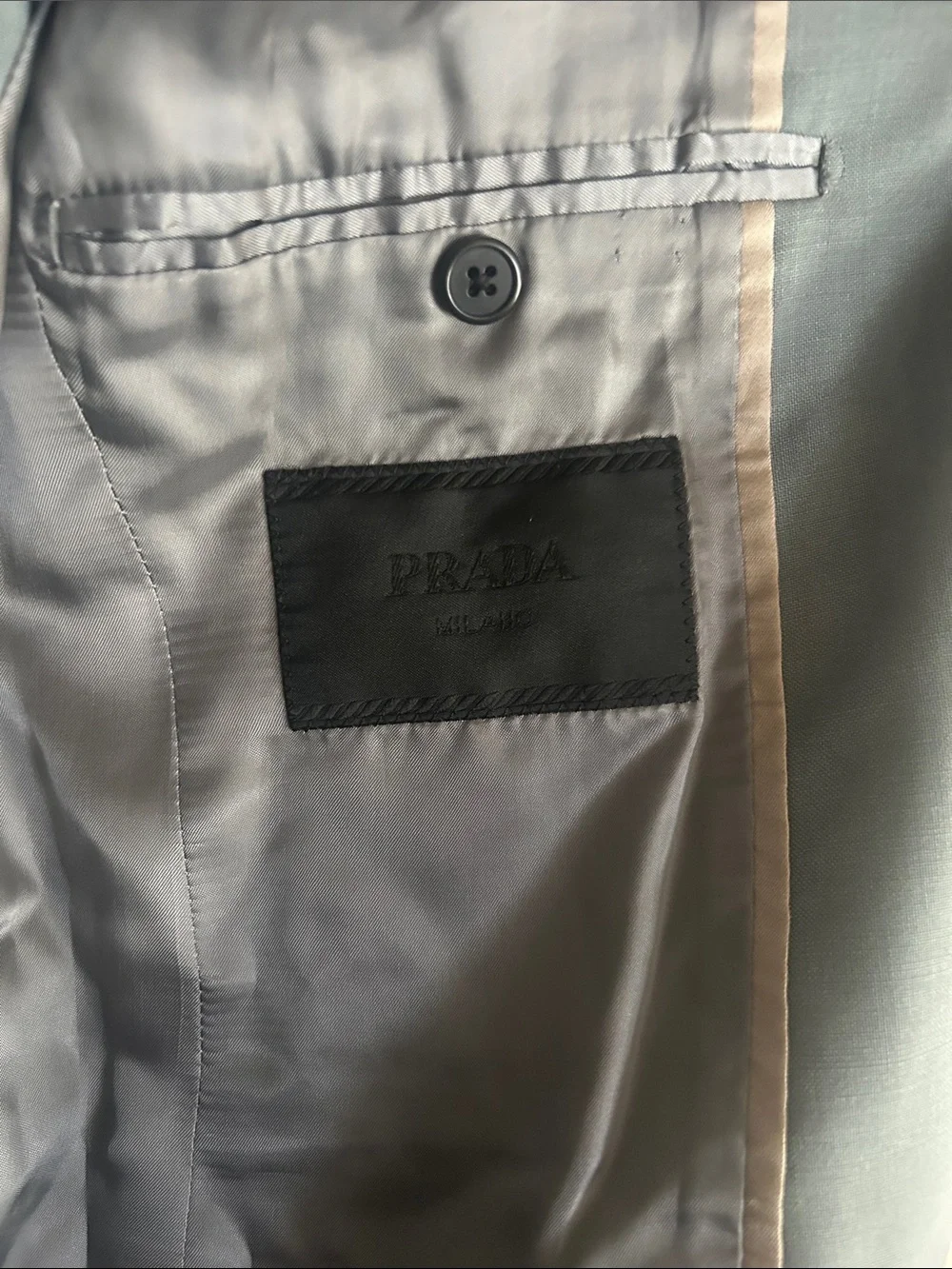 Prada Men's Two-Tone Gray & Beige 2018 Wool Blazer